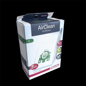 Genuine Miele U AirClean Vacuum Bags 3 Bags & 1 Filters Green Cap 3D Efficiency